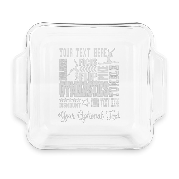 Custom Gymnastics with Name/Text Glass Cake Dish with Truefit Lid - 8in x 8in