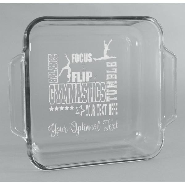 Custom Gymnastics with Name/Text Glass Cake Dish - 8in x 8in