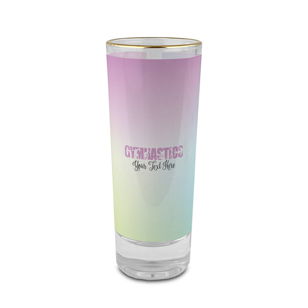Custom Gymnastics with Name/Text 2 oz Shot Glass - Glass with Gold Rim