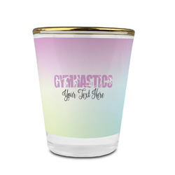 Gymnastics with Name/Text Glass Shot Glass - 1.5 oz - with Gold Rim - Set of 4