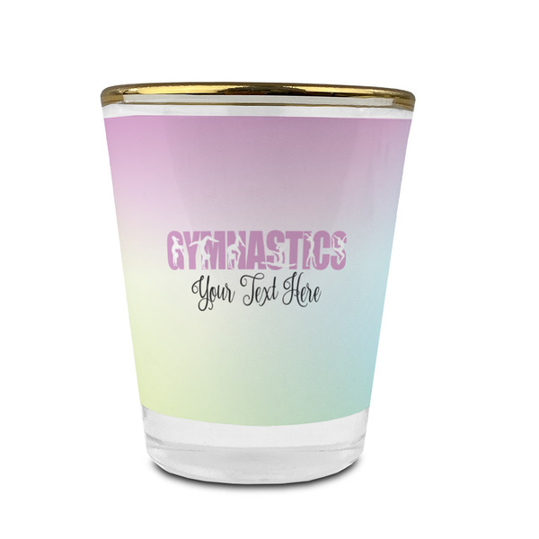 Gymnastics with Name/Text Glass Shot Glass - With gold rim - FRONT