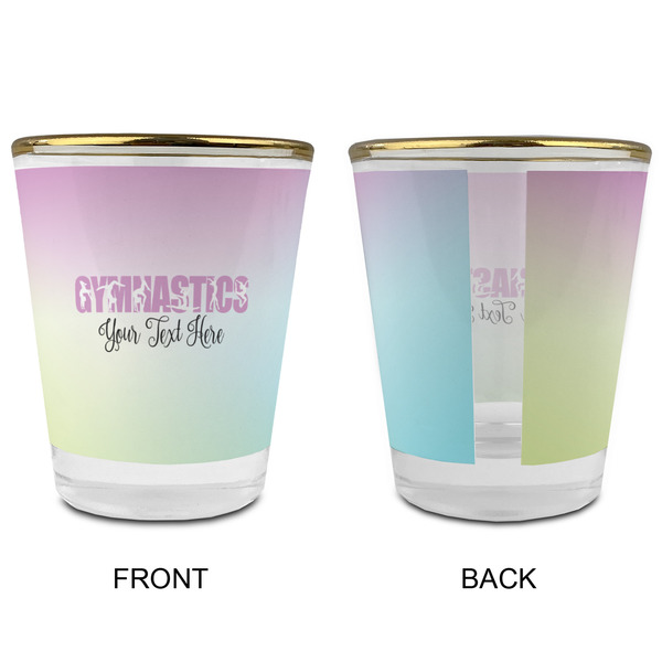 Gymnastics with Name/Text Glass Shot Glass - with gold rim - APPROVAL