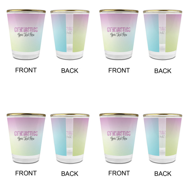 Gymnastics with Name/Text Glass Shot Glass - with gold rim - Set of 4 - APPROVAL