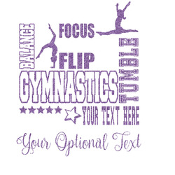 Gymnastics with Name/Text Glitter Sticker Decal - Up to 20"X12" (Personalized)