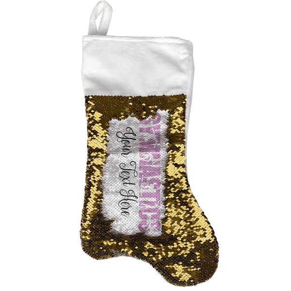 Gymnastics with Name/Text Gold Sequin Stocking - Front