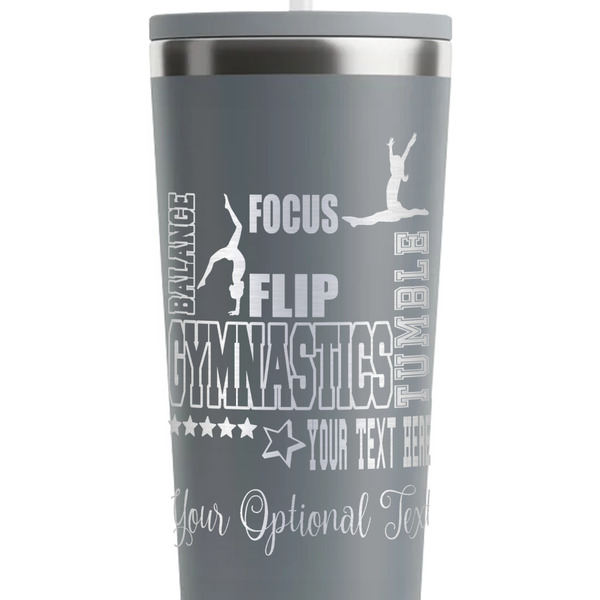 Gymnastics with Name/Text Grey RTIC Everyday Tumbler - 28 oz. - Close Up