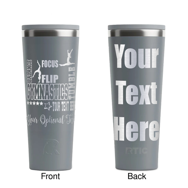 Gymnastics with Name/Text Grey RTIC Everyday Tumbler - 28 oz. - Front and Back