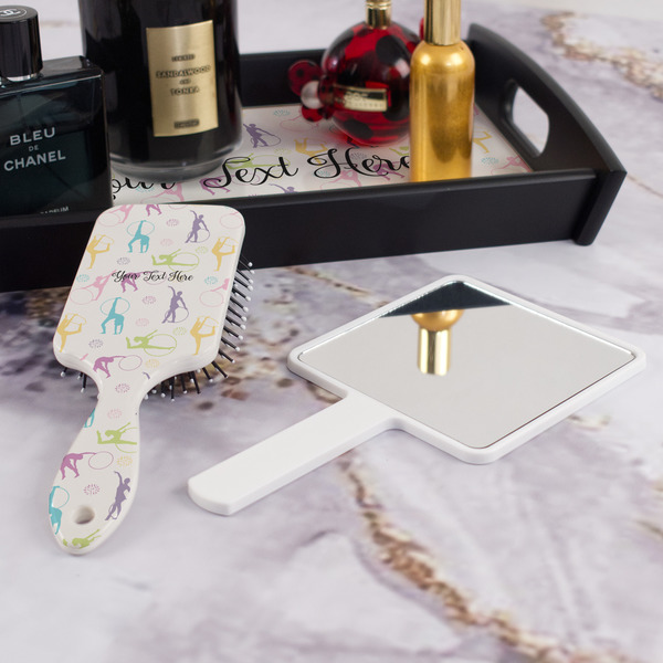 Gymnastics with Name/Text Hair Brush - With Hand Mirror