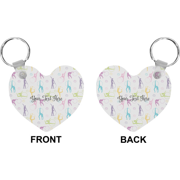 Gymnastics with Name/Text Heart Keychain (Front + Back)