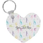 Gymnastics with Name/Text Heart Plastic Keychain