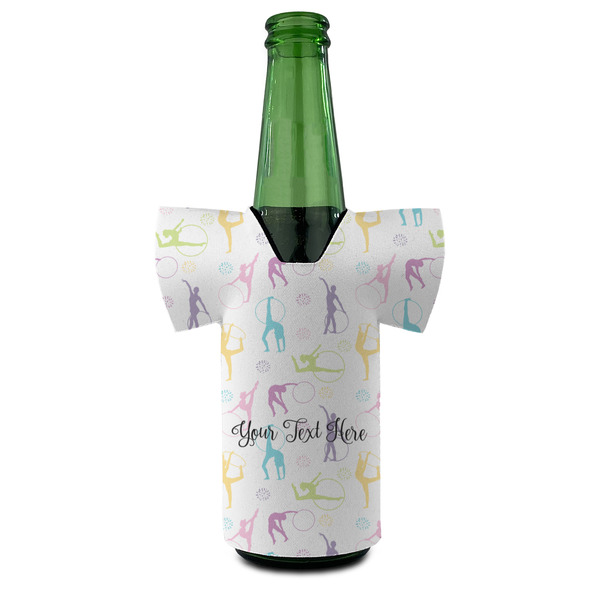 Gymnastics with Name/Text Jersey Bottle Cooler - FRONT (on bottle)