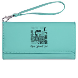 Gymnastics with Name/Text Ladies Leatherette Wallet - Laser Engraved- Teal