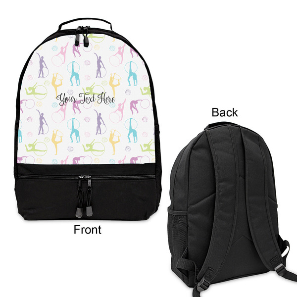 Gymnastics with Name/Text Large Backpack - Black - Front & Back View