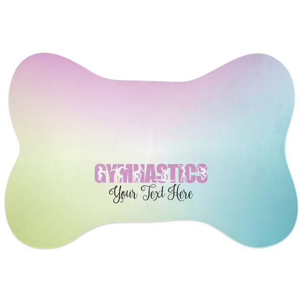 Custom Gymnastics with Name/Text Bone Shaped Dog Food Mat (Personalized)