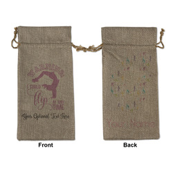 Gymnastics with Name/Text Large Burlap Gift Bag - Front & Back