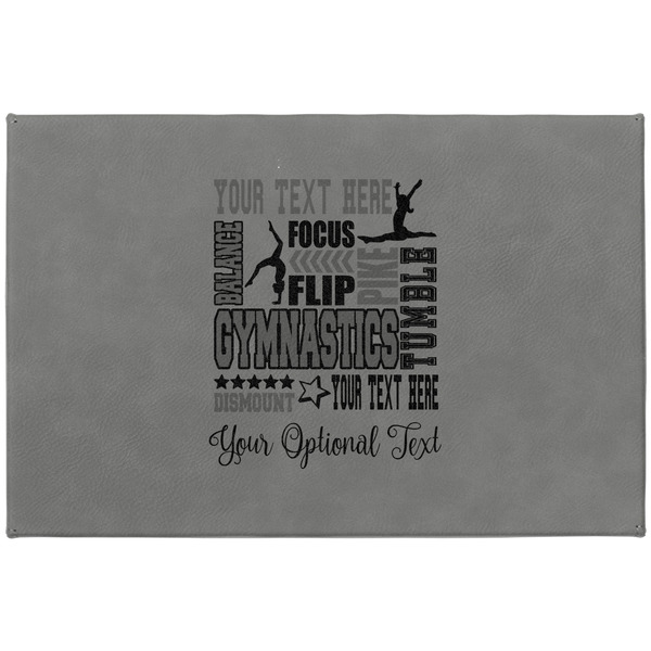 Gymnastics with Name/Text Large Engraved Gift Box with Leather Lid - Approval