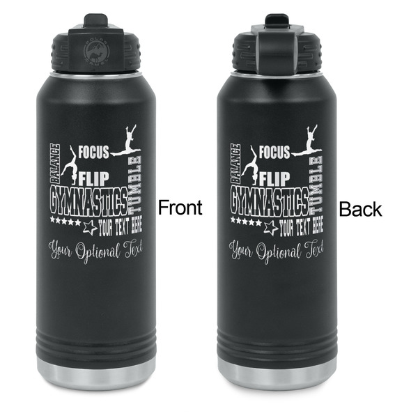 Gymnastics with Name/Text Laser Engraved Water Bottles - Front & Back Engraving - Front & Back View