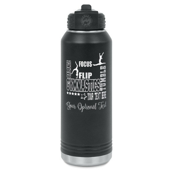 Custom Gymnastics with Name/Text Water Bottle - Laser Engraved - Front