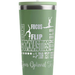 Gymnastics with Name/Text RTIC Everyday Tumbler with Straw - 28oz - Light Green - Single-Sided