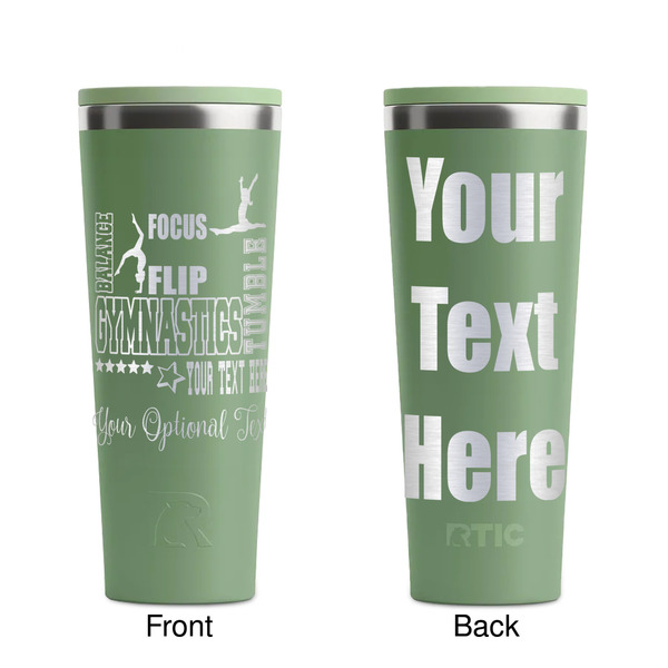 Gymnastics with Name/Text Light Green RTIC Everyday Tumbler - 28 oz. - Front and Back