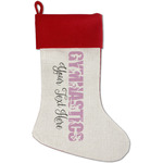 Gymnastics with Name/Text Red Linen Stocking