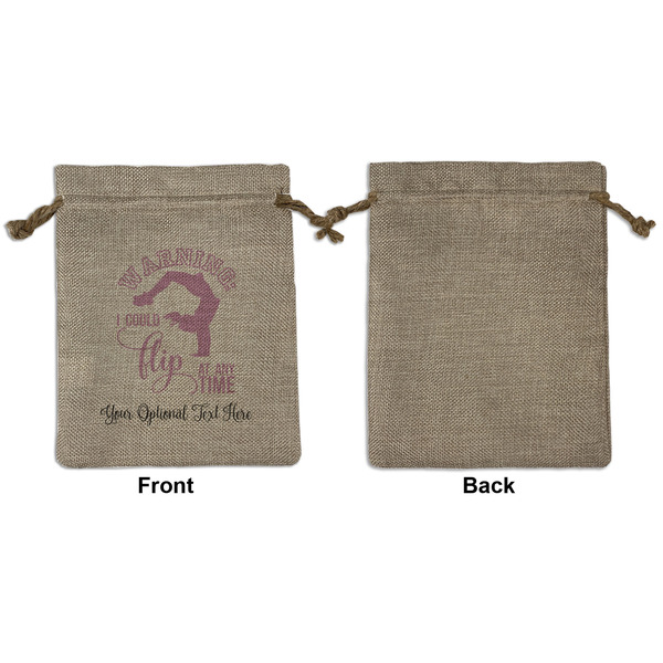 Gymnastics with Name/Text Medium Burlap Gift Bag - Front Approval