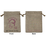 Gymnastics with Name/Text Medium Burlap Gift Bag - Front & Back