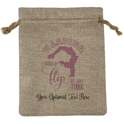 Gymnastics with Name/Text Medium Burlap Gift Bag - Front