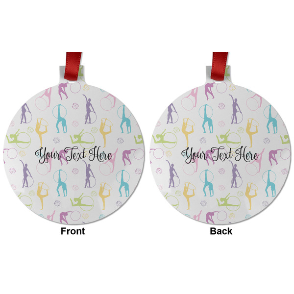 Gymnastics with Name/Text Metal Ball Ornament - Front and Back