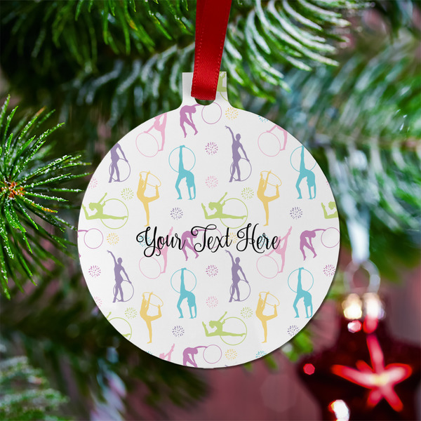Gymnastics with Name/Text Metal Ball Ornament - Lifestyle