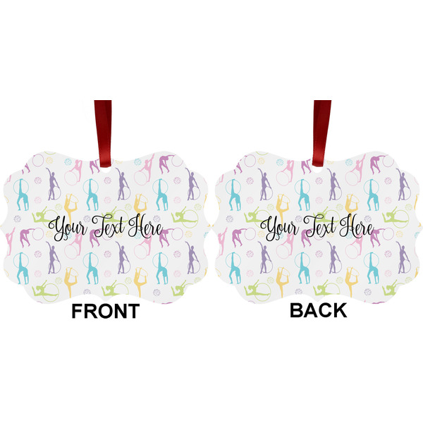 Gymnastics with Name/Text Metal Benilux Ornament - Front and Back (APPROVAL)