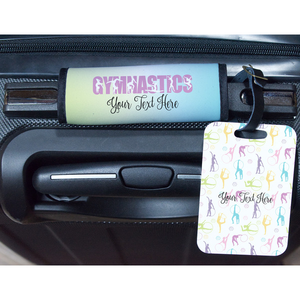 Gymnastics with Name/Text Metal Luggage Tag & Handle Wrap - In Context
