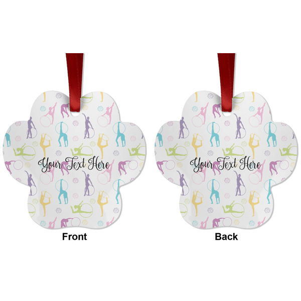 Gymnastics with Name/Text Metal Paw Ornament - Front and Back