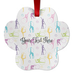 Gymnastics with Name/Text Metal Paw Ornament - Double Sided