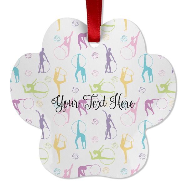 Custom Gymnastics with Name/Text Metal Paw Ornament - Double Sided