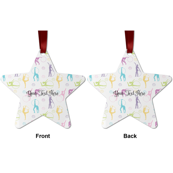 Gymnastics with Name/Text Metal Star Ornament - Front and Back