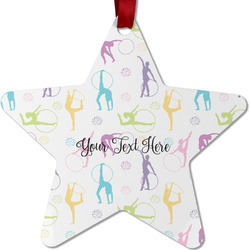 Gymnastics with Name/Text Metal Star Ornament - Double Sided