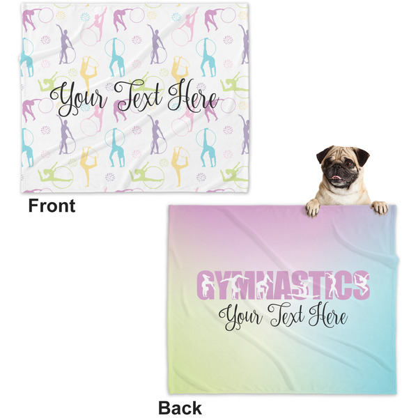 Gymnastics with Name/Text Microfleece Dog Blanket - Large- Front & Back