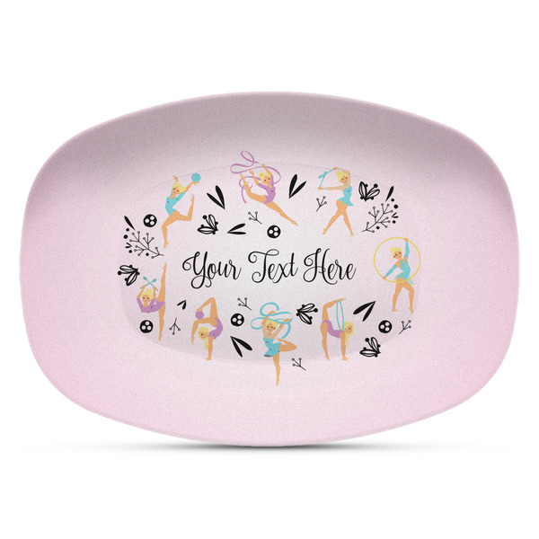 Custom Gymnastics with Name/Text Plastic Platter - Microwave & Oven Safe Composite Polymer (Personalized)