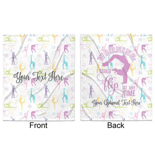 Gymnastics with Name/Text Minky Blanket - 50"x60" - Double Sided - Front & Back