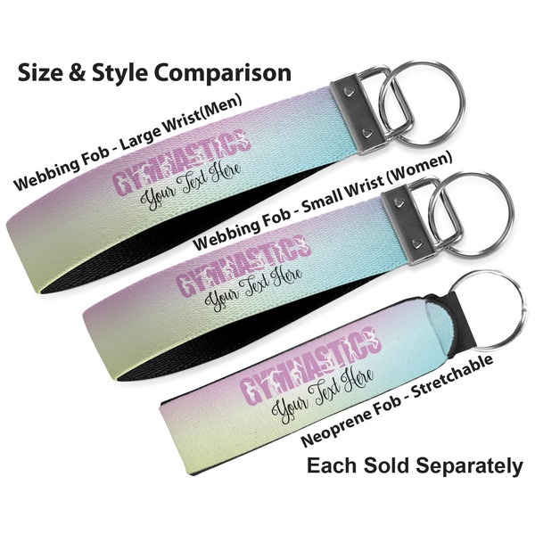 Gymnastics with Name/Text Multiple Key Ring comparison sizes
