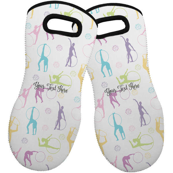 Gymnastics with Name/Text Neoprene Oven Mitt -Set of 2 - Front
