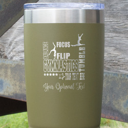 Gymnastics with Name/Text 20 oz Stainless Steel Tumbler - Olive - Single Sided