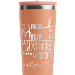 Gymnastics with Name/Text RTIC Everyday Tumbler with Straw - 28oz - Peach - Double-Sided