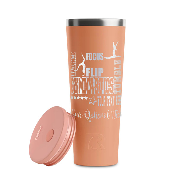 Gymnastics with Name/Text Peach RTIC Everyday Tumbler - 28 oz. - Lid Off