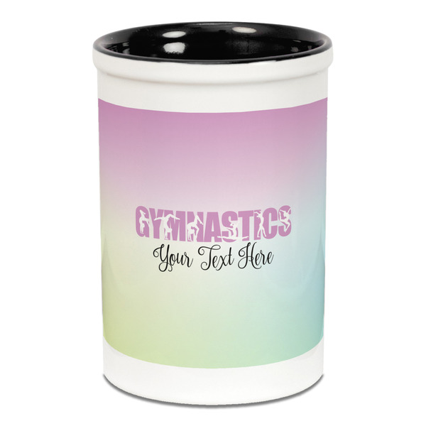 Custom Gymnastics with Name/Text Ceramic Pencil Holders - Black