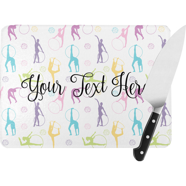 Custom Gymnastics with Name/Text Rectangular Glass Cutting Board (Personalized)