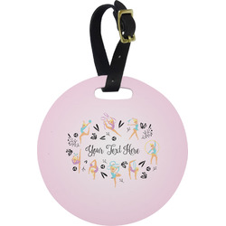 Gymnastics with Name/Text Plastic Luggage Tag - Round