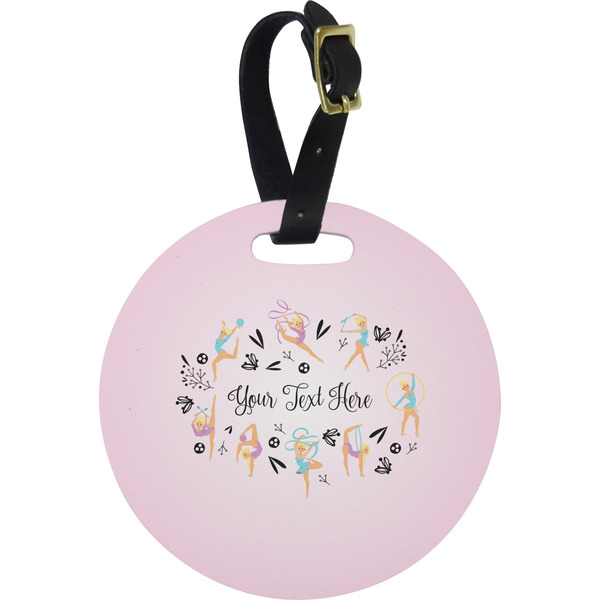 Custom Gymnastics with Name/Text Plastic Luggage Tag - Round