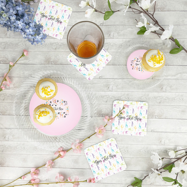 Gymnastics with Name/Text Plastic Party Appetizer & Dessert Plates - In Context